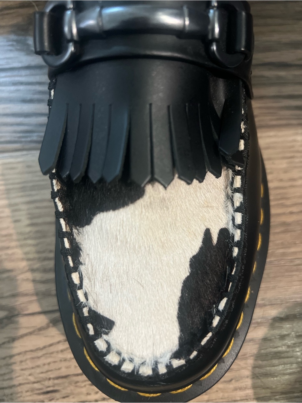 Dr. Martens Adrian Snaffle Quad Platform Loafer — Cow Print Hair On —UK5 / US W7 - Picture 3 of 8